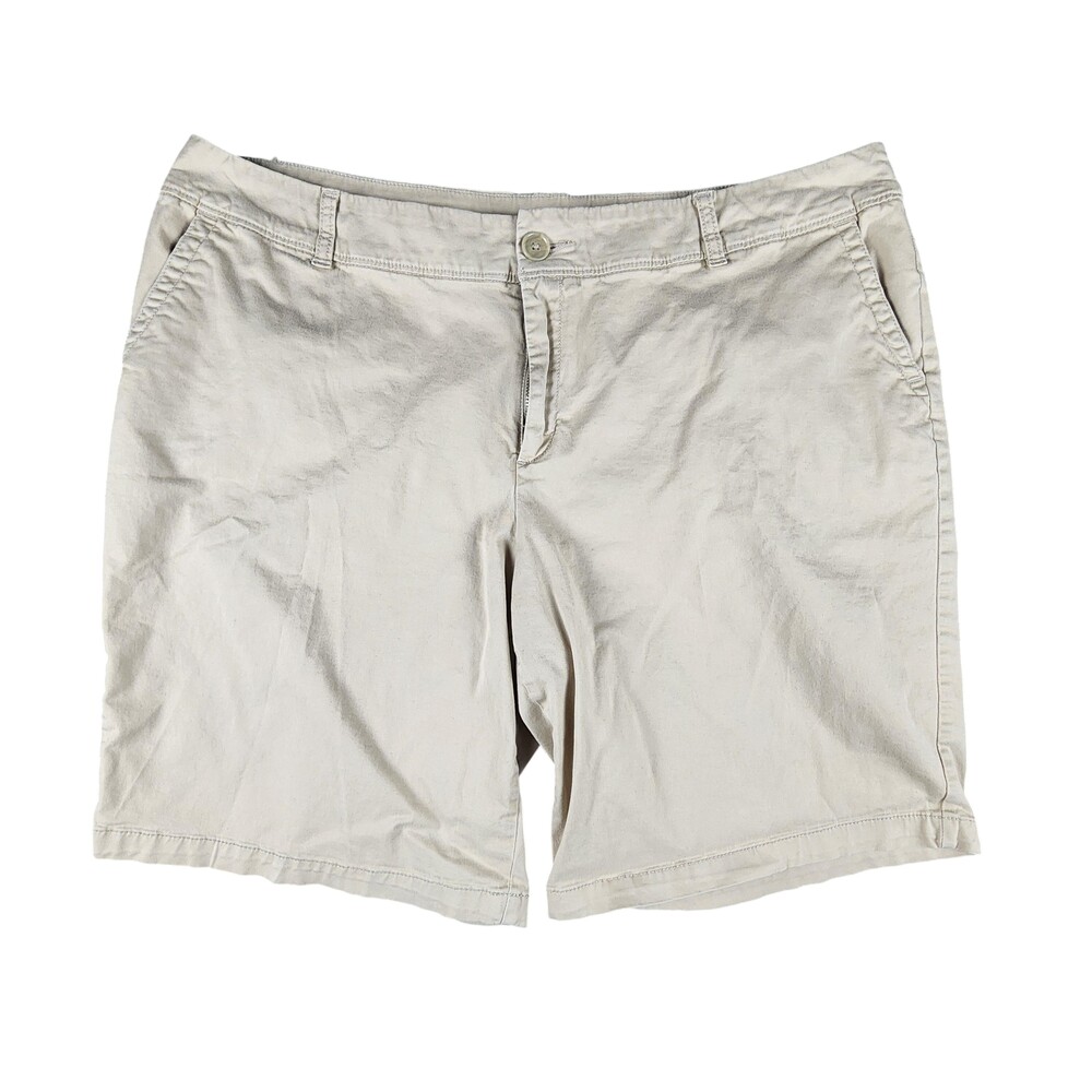Liz Claiborne Shorts Womens 18W Beige Chino Twill Classic Stretch Casual Summer